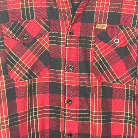 DIXXON Flannel Shirt Men's XL Red‎ Black Yellow Plaid Long Sleeve Button Up - Picture 4 of 9